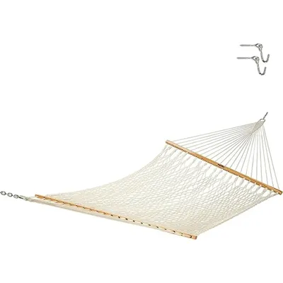 14OC Original Deluxe Cotton Rope Hammock with Free Extension Chains & Tree Hooks, Handcrafted in The