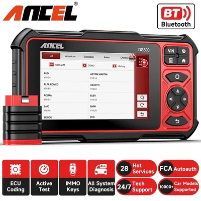 ANCEL DS300 OBD2 Car Scanner Bi-directional ECU Coding IMMO A/F Adjust 28 Reset OBD 2 Bluetooth Auto