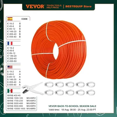 VEVOR 1/2 Inch x 1000ft Pex Tubing Oxygen Barrier O2 Red Radiant Floor Pipe Radiant Heating