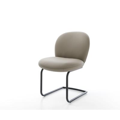 DELIFE Freischwinger Nube-Flex Echt-Leder Schlamm Freischwinger rund Schwarz Taschenfederkern, Esszimmerstühle Image