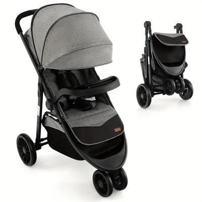 TEMU Gymax Baby Jogging Stroller Jogger W/adjustable Canopy For Newborn Grey