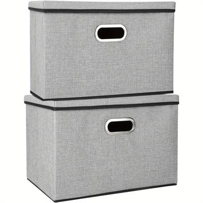 TEMU Faltbox 2 Stück Aufbewahrungsbox Mit Deckel Faltbox 45x30x30cm Aufbewahrungswürfel Mit Griffen Kisten Aufbewahrung Korb Kleidung Zu Organisieren Grau Image