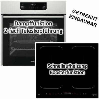 Gorenje - Herdset Einbau-Backofen Teleskopauszug mit Induktionskochfeld Booster - autark, 60 cm