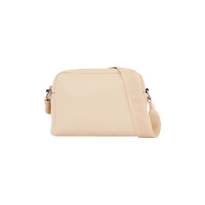 Umhängetasche CALVIN KLEIN JEANS "OVER WEBBING CAMERA BAG21 PU" Gr. B/H/T: 22 cm x 14 cm x 9 cm, beige (porcelain sand) Damen Taschen