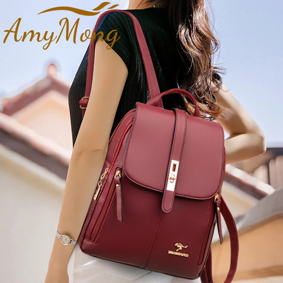 Frauen Große Kapazität Rucksack Geldbörsen Hohe Qualität Leder Weibliche Vintage Tasche Schule Taschen Reise Rucksack Damen Rucksack Rucksack Image