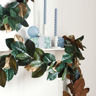 Gold Magnolia Leaf Garland - Ballard Designs