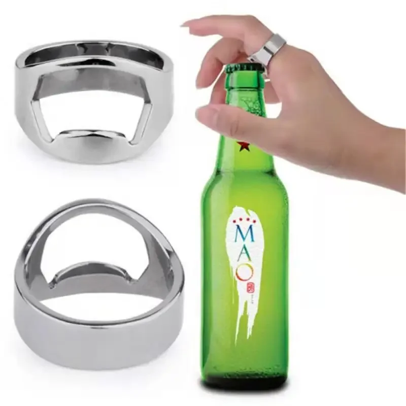 Mini Dosenöffner Edelstahl Flaschenöffner Ring-form Flasche Bier Öffnung Entferner Küche Gadgets Bar Finger Opener Werkzeuge