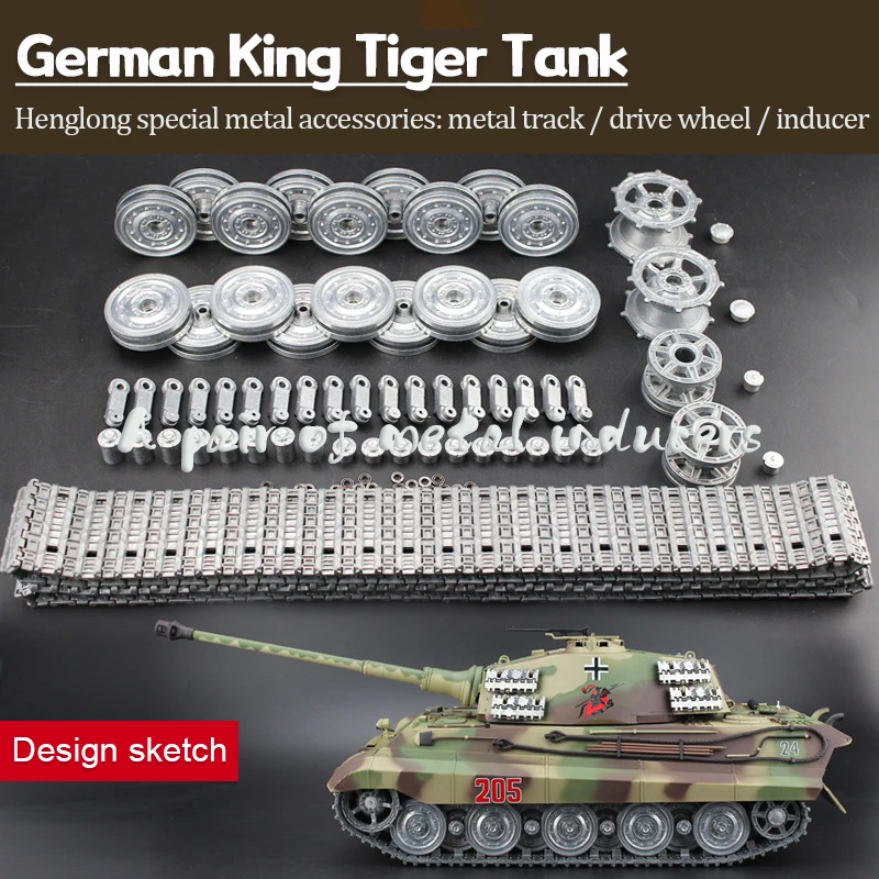 Henglong 1/16 Tiger König Tank 3888A-1 Zubehör Metall Track Stick Rad Inductor Metall Straße Rad Rocker Arm Set Image