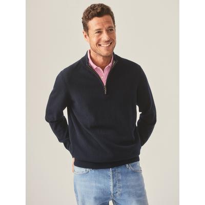 J.McLaughlin Men's Henry Cashmere 1/4 Zip Top Dark Navy, Size Medium