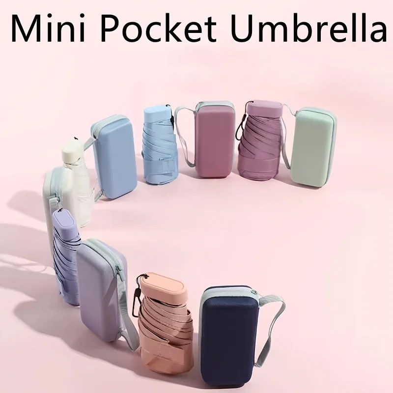 1 Stück beliebter mehrfarbiger, faltbarer, tragbarer Mini-Taschen-Regenschirm, sechsfacher Regenschirm, regnerischer und sonniger Dual-Use-Regenschirm Image