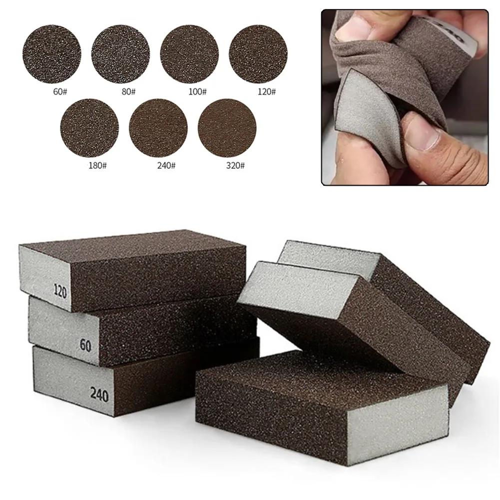 2 stücke Schwamm Schleif Block Schleifpapier Schwamm Pads 60-320 grit Schleifen Pads Für Metall Holz Möbel Polieren Schleif werkzeuge Image