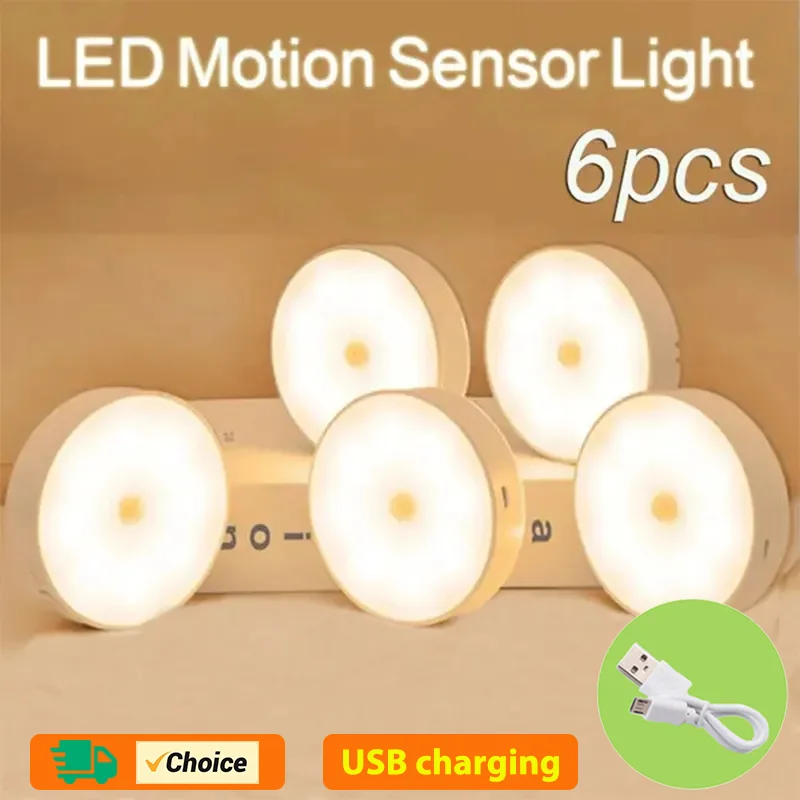 Motion Sensor LED Nachtlicht USB Aufladbare Nacht Lampe Für Küche Schrank Garderobe Lampe Treppe Drahtlose LED Schrank Licht