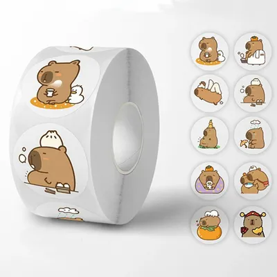 500 stücke/Rolle niedlichen Capybara Aufkleber wasserdicht Graffiti ästhetische dekorative Gepäck Laptop Tasse Telefon Tagebuch Buch Kinder Aufkleber Spielzeug Image