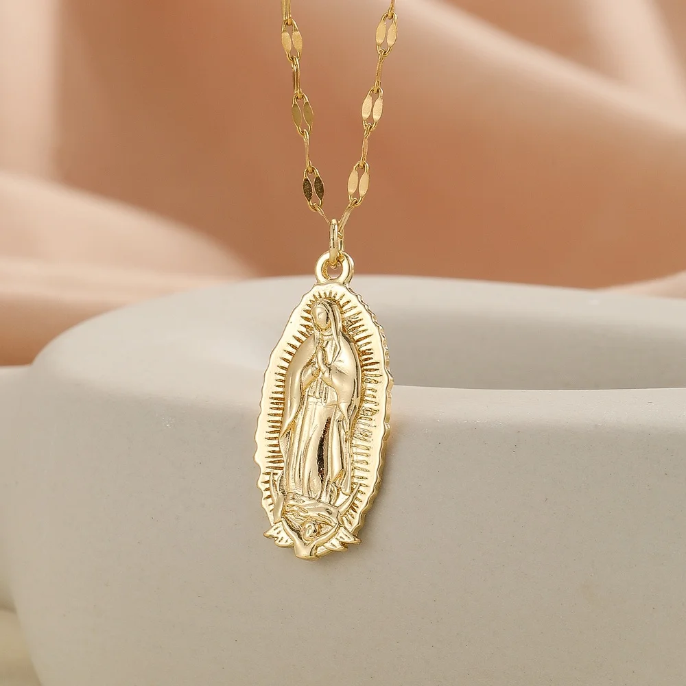 Neues personalisiertes vergoldetes Design aus dem Nahen Osten, modischer, leichter Luxus, vielseitige und beliebte Madonna-Halskette Image