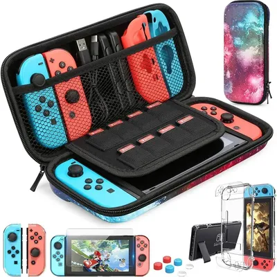 Tragbare Switch-Hülle für Nintendo Switch-Hülle mit Displayschutzfolie, 9-in-1 Nintendo Image