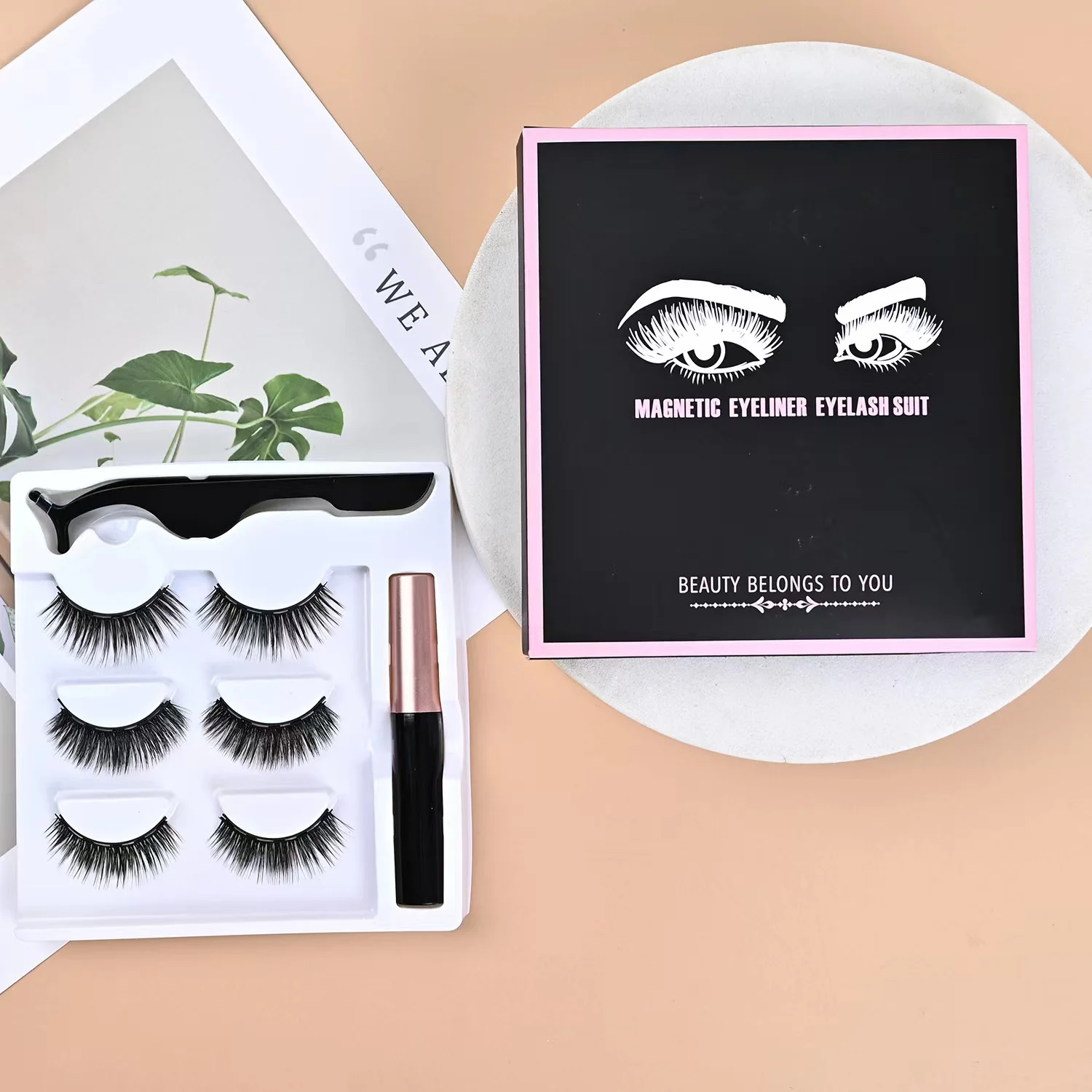 Magnetische Wimpern und Eyeliner-Bleistift-Set-leichte, schweiß resistente, langlebige, natürliche Optik-künstliche Nerz wimpern Image