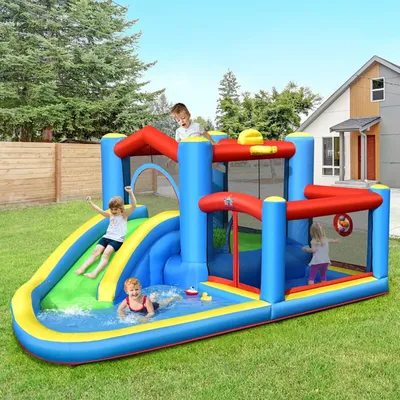 Inflatable Water Slide Bouncy House for Kids 5-12 Indoor Outdoor Party Family without Blower Water