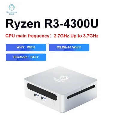 GenMachine New Mini PC AMD Ryzen 3 4300U Processor Windows 11 2.7GHz Up to 3.7GHz DDR4 3200Mhz 8GB