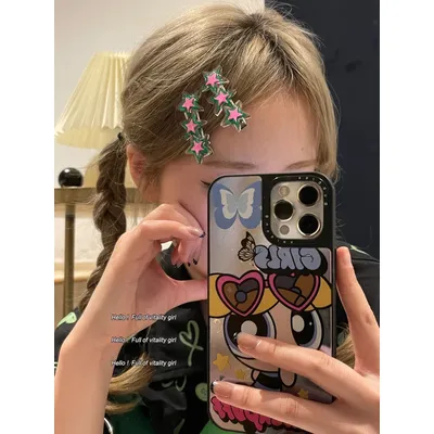 2PCS Multicolour Star BB Hairclips Girls Y2K Cute Star Barrettes Women Simple Metal Snap Clip