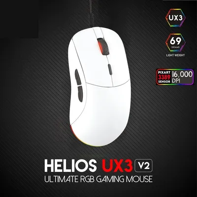 New UX3-V2 Profession Gaming Mouse PIXART 3389 16000DPI 1000Hz 400ips RGB Wired Mouse Mice For