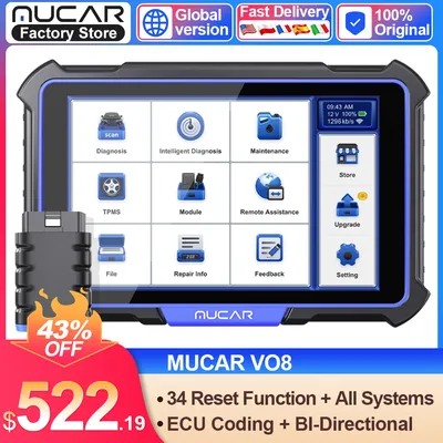 MUCAR VO8 Professional OBD2 Diagnostic Tool Full System Scan Tool 34 Resets Car Scanner ECU Coding