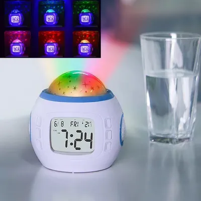 Starry Projector Lamp Battery Powered LED Alarm Clock Projection Light Portable Digital Alarm Clock