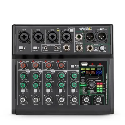 Top G7 Mini 7 Channel Sound Card Mixer USB Console DJ Karaoke Smartphone Professional Computer