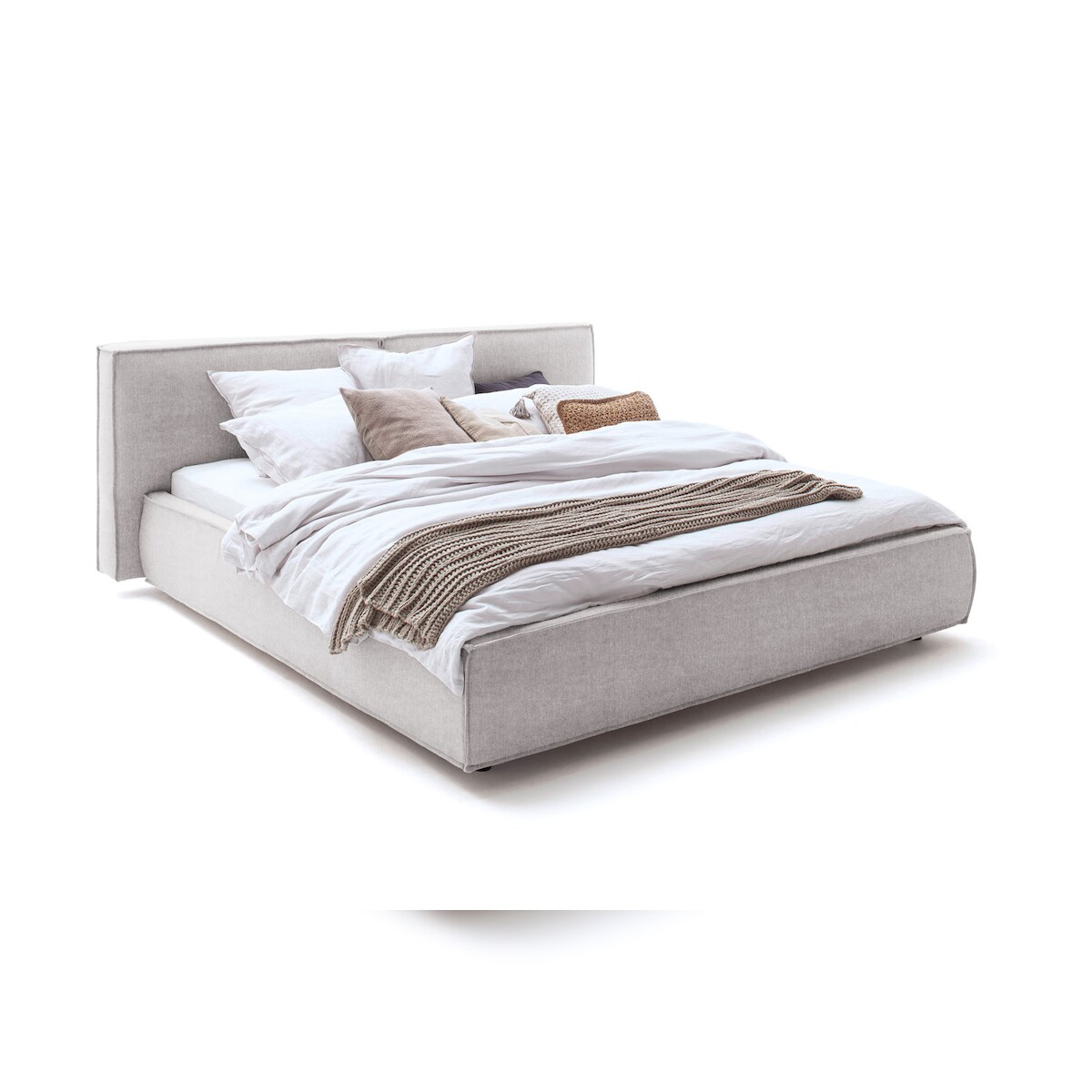 KAWOLA Bett CARLO Polsterbett Stoff hellgrau 160x200cm Image