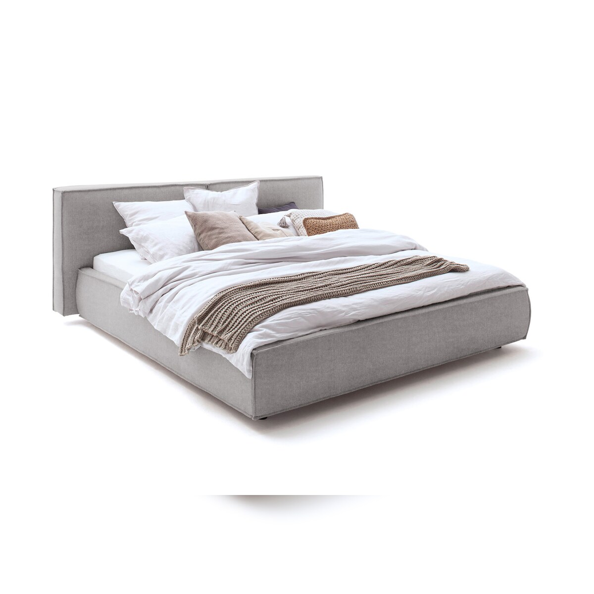 KAWOLA Bett CARLO Polsterbett Stoff grau 200x200cm Image