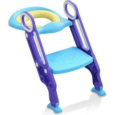 TEMU Toilet Trainer Toilet Seat Children With Stairs Foldable Potty Trainer Height Adjustable Toilet Trainer With Pu Padded Cushion And Handles Potty Image