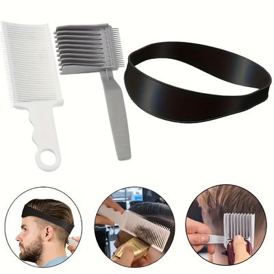 TEMU 3-piece Men's Gradient Hair Clipper Comb Set - Low Allergenic, Suitable For Normal Hair Texture