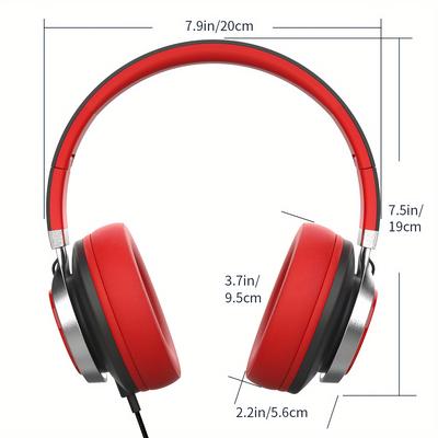 TEMU Over-ear Headphones Wired, Corded Stereo Headsets With Microphone Noise Isolating Volume Control For Adults 3.5mm For Laptop, , Computer, Tablets, Travel