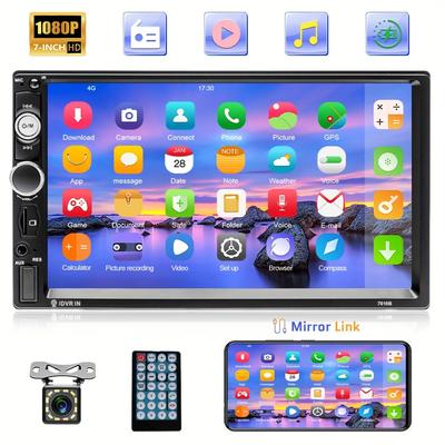 TEMU Podofo Double Din 7 Inch Touch Screen Car Stereo Support Fm Radio Android Phone Mirror Link Usb/tf/aux With Backup Camera