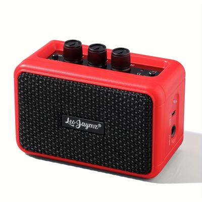 TEMU Leo Jaymz Electric Guitar Mini Amplifier - Portble Electric Guitar Amplifier - 5w Electric Guitar -bt Dual Speakers 5w Rechargeable Portable Practice Amplifier - Overdrive And Clean Effects