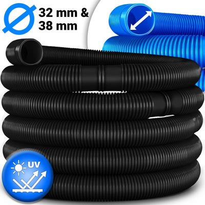 Poolschlauch 10m - ø 38mm Schwarz Schwimmbadschlauch Saugschlauch Solarschlauch - Tillvex Image