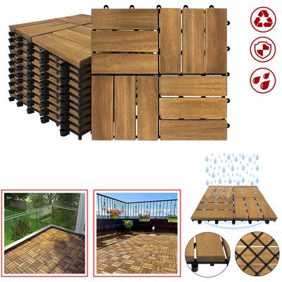 Aufun - Holzfliesen Balkon 30x30cm Akazien-Holz Terrassenfliese Balkonfliesen Image