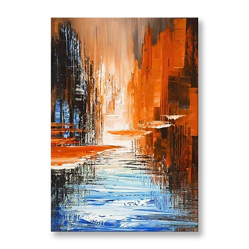 handgefertigte Ölgemälde Leinwand Wandkunst Dekoration moderne orange abstrakte Textur für Wohnkultur gerollt rahmenloses ungedehntes Gemälde Image