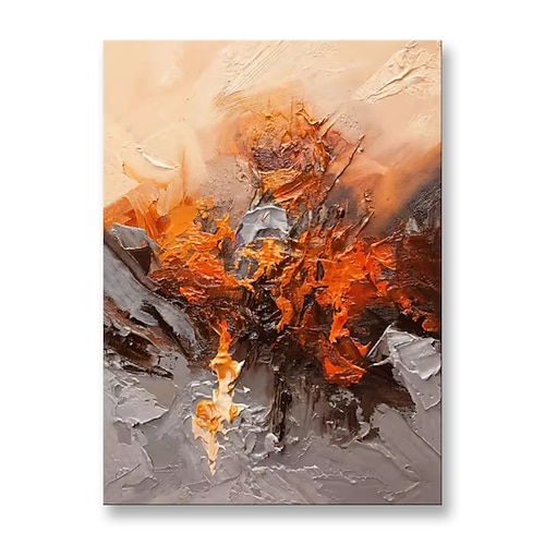 handgefertigte Ölgemälde Leinwand Wandkunst Dekoration moderne orange abstrakte Textur für Wohnkultur gerollt rahmenloses ungedehntes Gemälde Image