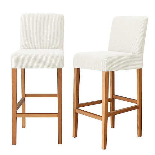 2 Stück Stretch-Barhocker-Bezüge, Pub-Thekenhocker-Stuhlhussen für Esszimmer-/Café-Möbel, burgunderrot, Stretch-Sitzbezüge, rutschfest, mit elastischer Unterseite Image