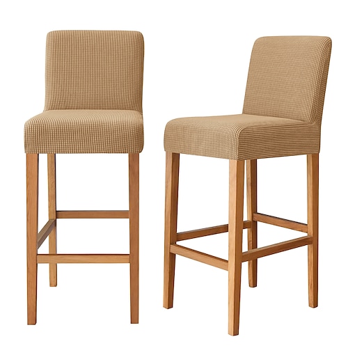 2 Stück Stretch-Barhocker-Bezüge, Pub-Thekenhocker-Stuhlhussen für Esszimmer-/Café-Möbel, burgunderrot, Stretch-Sitzbezüge, rutschfest, mit elastischer Unterseite Image