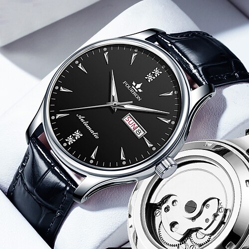 Herren Quarz Uhr Minimalistische Sportliche Lässige Geschäftliche Leuchtender Kalender Datum Woche Wasserdichte Leder Uhr Image