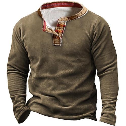 Herren Sweatshirt Pullover Armeegrün Khaki Grau Stehkragen Glatt Patchwork Täglich Festtage Ausgehen Strassenmode Brautkleider schlicht Herbst Winter Bekleidung Kapuzenpullover Sweatshirts