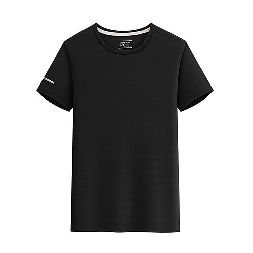 Herren T-Shirt Kurzarm Rundhalsausschnitt T-Shirt Muskelshirt Kurzarmhemd Außen Schnelltrocknend Training Weich Schweißableitend Sommer Spandex Schwarz Weiß Blau Fitnessstudio Klettern Camping Image
