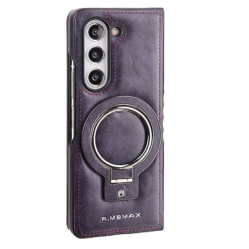 Handy Hülle Handyhüllen Für Samsung Galaxy Z Fold 6 Z Fold 5 Z Fold 4 Z Fold 3 Rückseite Mit Ständer Unterstützt kabelloses Laden Stoßfest Retro TPU PU-Leder Image
