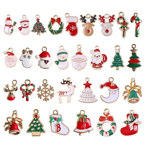 Ideale Weihnachtsgeschenke für Enkelkinder Mädchen Jungen Mischungen 10/20/30/50/80 Weihnachtsöl tropfende Legierungszubehör Armbandanhänger DIY-Zubehör Materialien für Weihnachtsgeschenke Image