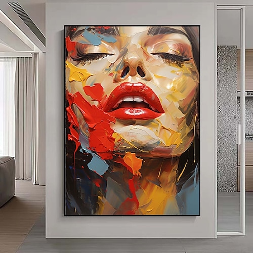 handgemachte abstrakte Spachtel Gesichtsmalerei Wandkunst handgemachte strukturierte Gesicht von Mädchen Malerei handgemalte figurative Ölgemälde Wandkunst Gesicht Ölgemälde Wand dekorative Malerei Image