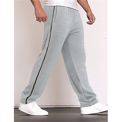 Herren Jogginghose Trainingshose Jogginghose mit weitem Bein Hose Hosen Patchwork Tasche Kordelzug Farbblock Komfort Sports Outdoor Täglich Modisch Brautkleider schlicht Schwarz Rote Mikro-elastisch Image