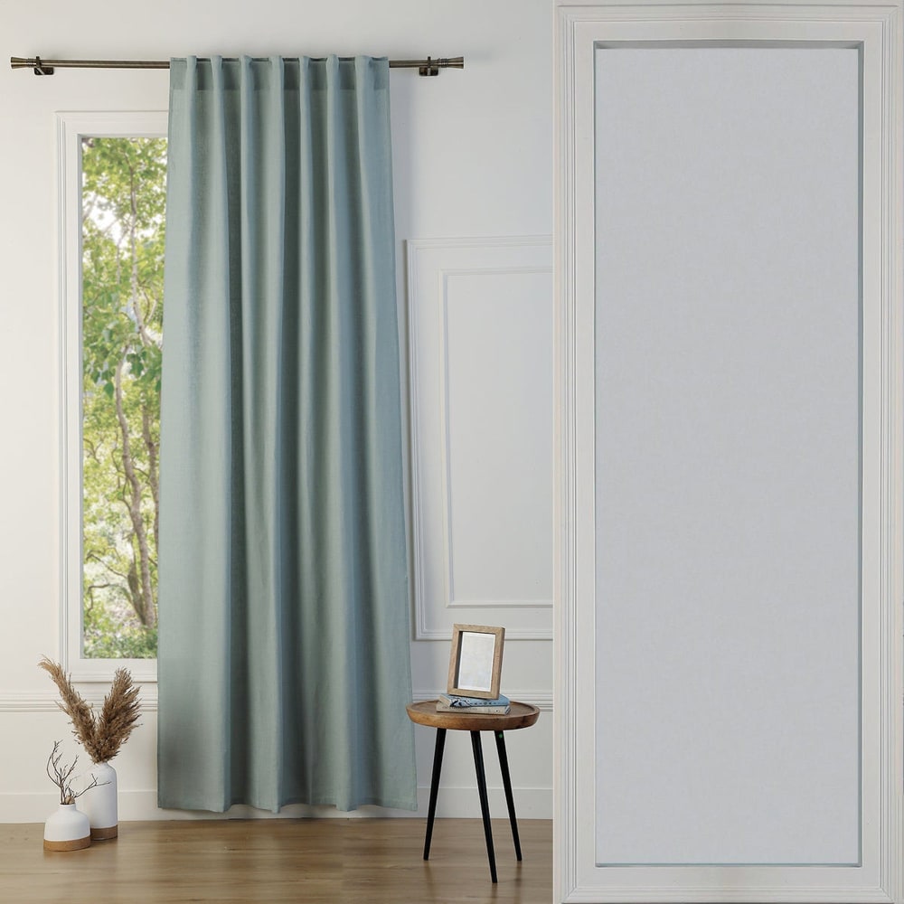 Rideau à passant lin lavé céladon 140x260