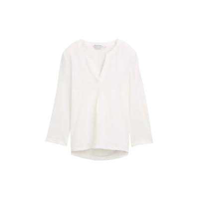 TOM TAILOR Damen 3/4 Arm Shirt aus LENZING™ ECOVERO™, weiß, Uni, Gr. L Image