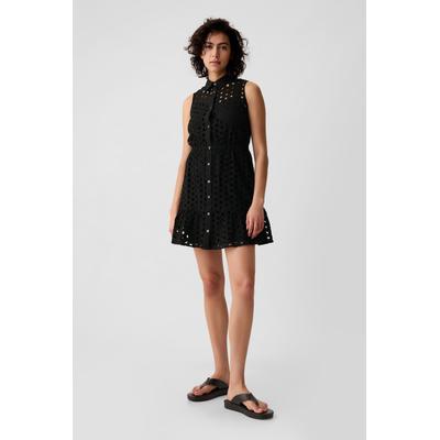 Gap Womens Black Eyelet Tiered Mini Dress - Black